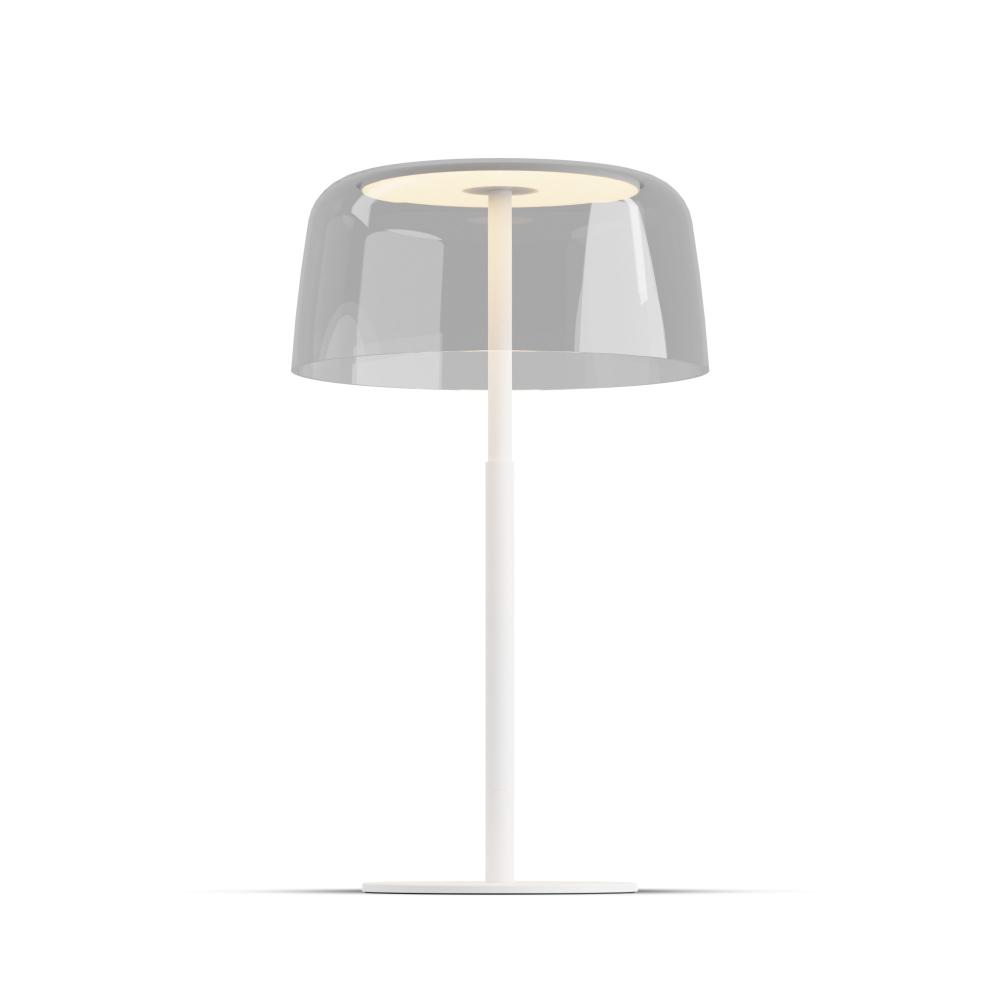 Koncept Lighting YUT-SW-MWT+SCLR Yurei Table Lamp (Matte White) with 14" Acrylic Shade, Clear